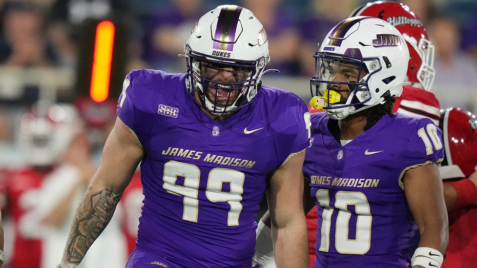 James Madison football star empties the quiver in celebration during